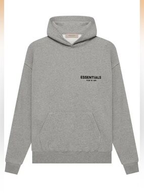 Essentials Beige Gray Pullover with Black Logo Patch